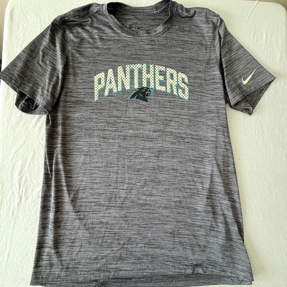 Nike Carolina Panthers T-Shirt Mens XL Gray NFL Onfield Dri-FIT Heathered Logo